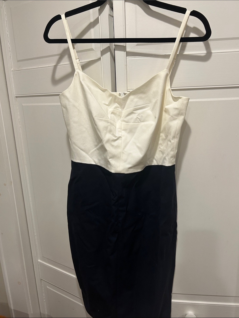 Banana Republic Black and White Spaghetti Strap Midi Sheath Dress